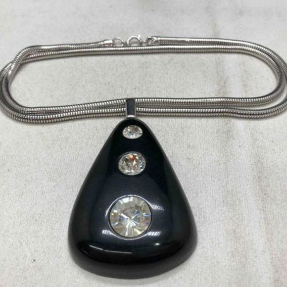 1970s Lanvin Lucite Teardrop Medallion Necklace